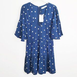 Faithfull The Brand Fresa Dress Ronja Dot Vintage Blue Size US 2 NEW WITH TAGS